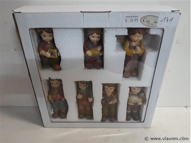 1 x kerstfiguurtjes 7 delig kinderen - afbeelding 1 van  2