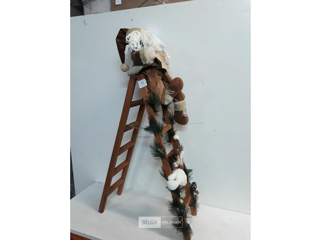 1 x kerstman op ladder 90 cm - afbeelding 1 van  3