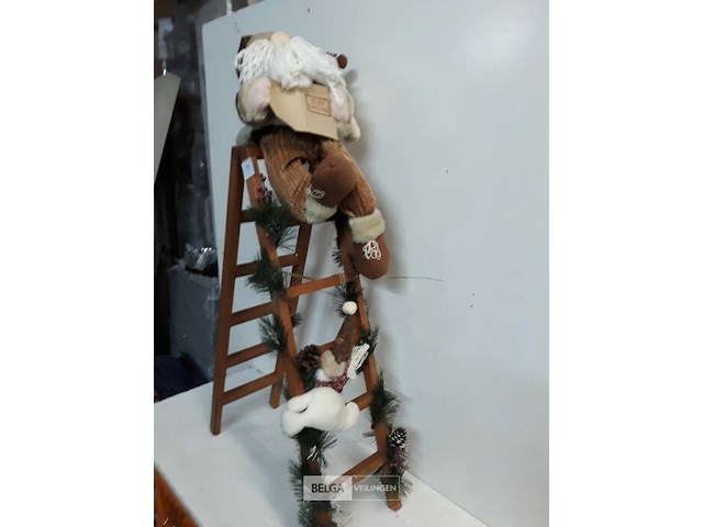 1 x kerstman op ladder 90 cm - afbeelding 3 van  3