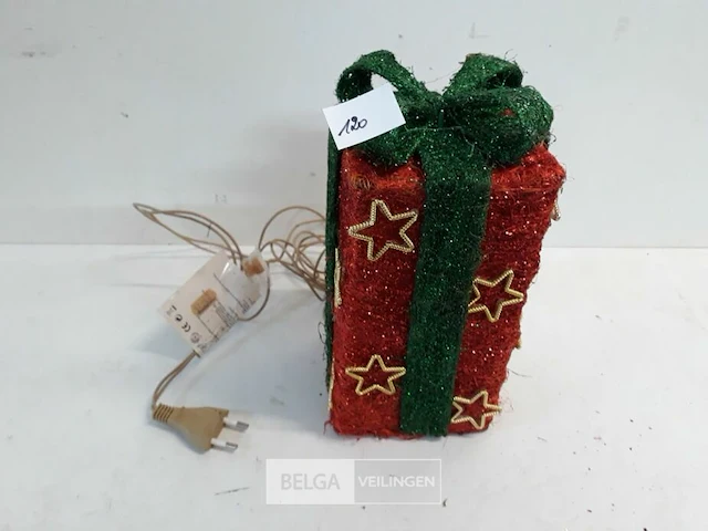 1 x kerstpakje met verlichting rood - afbeelding 1 van  3