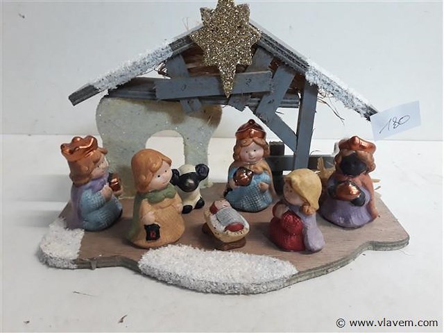 1 x kerststal met figuurtjes - afbeelding 2 van  2