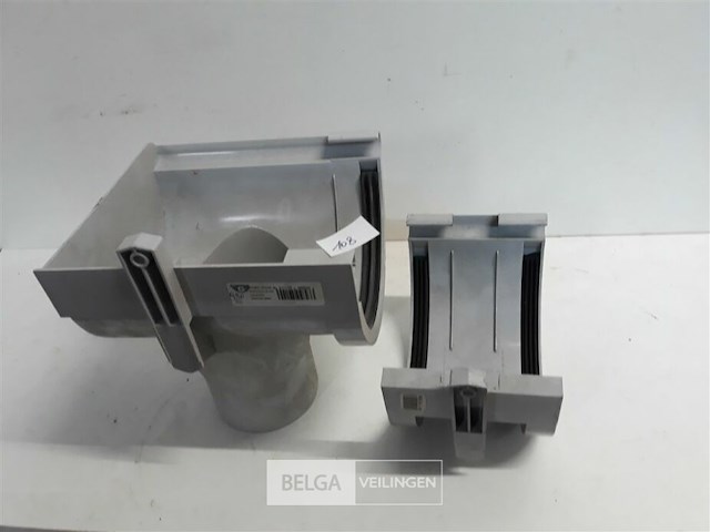 1 x koppelstuk + 1 x spruitstuk 165mm licht grijs pvc regenafvoer - afbeelding 1 van  3