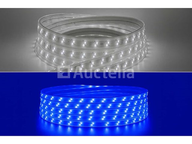 1 x led-strip 25 m – blauw & koel wit – 10w/m – ip65 – waterdicht - afbeelding 1 van  5