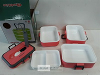 1 x lunchbox set 3-750ml roze - afbeelding 3 van  3