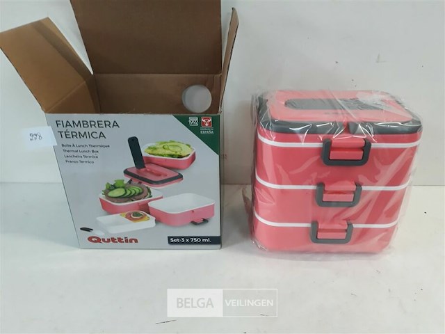 1 x lunchbox set 3-750ml roze - afbeelding 2 van  3