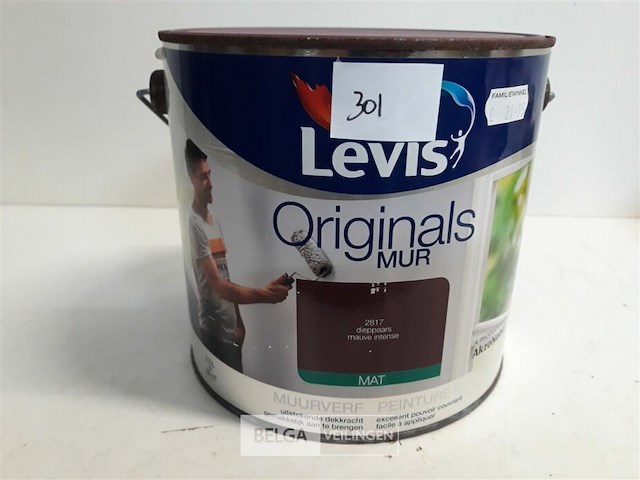 1 x muur en plafond verf mat dieppaars levis 2,5l - afbeelding 3 van  3