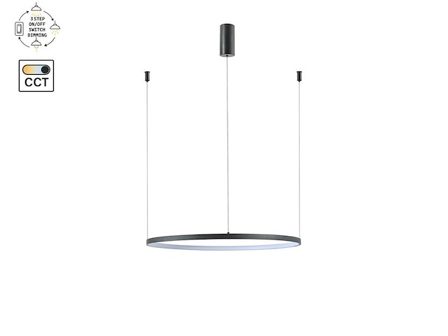 1 x orien design hanglamp sandy black 80cm 40w led cct 3 kleur & 3 stappen dimmen - afbeelding 2 van  9