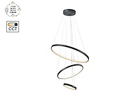 1 x orien design hanglamp zand zwart 20cm&40cm&60cm trio ring 50w led cct 3 kleur & 3 stappen dimmen - afbeelding 2 van  7