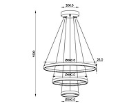 1 x orien design hanglamp zand zwart 20cm&40cm&60cm trio ring 50w led cct 3 kleur & 3 stappen dimmen - afbeelding 3 van  7