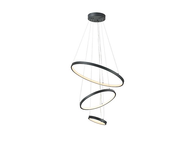 1 x orien design hanglamp zand zwart 20cm&40cm&60cm trio ring 50w led cct 3 kleur & 3 stappen dimmen - afbeelding 1 van  1