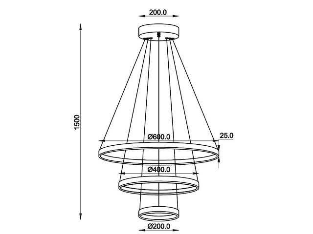 1 x orien design hanglamp zand zwart 20cm&40cm&60cm trio ring 50w led cct 3 kleur & 3 stappen dimmen - afbeelding 2 van  7