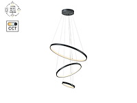 1 x orien design hanglamp zand zwart 20cm&40cm&60cm trio ring 50w led cct 3 kleur & 3 stappen dimmen - afbeelding 5 van  7