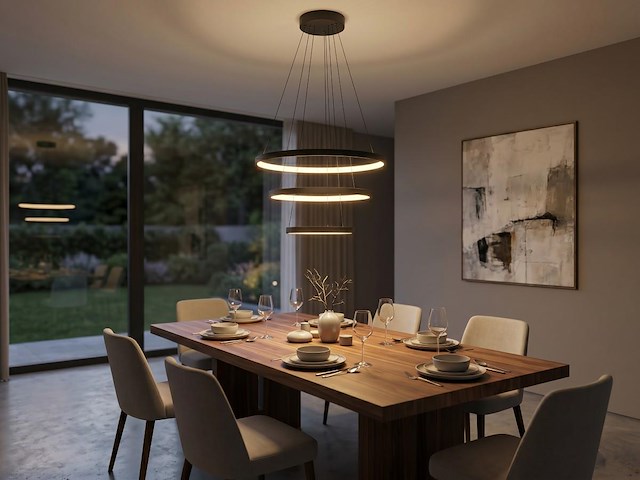 1 x orien design hanglamp zand zwart 20cm&40cm&60cm trio ring 50w led cct 3 kleur & 3 stappen dimmen - afbeelding 6 van  7