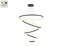 1 x orien design hanglamp zand zwart 20cm&40cm&60cm&80cm&100cm 5 ring 160w led cct 3 kleur - afbeelding 2 van  5