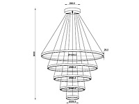 1 x orien design hanglamp zand zwart 20cm&40cm&60cm&80cm&100cm 5 ring 160w led cct 3 kleur - afbeelding 2 van  5