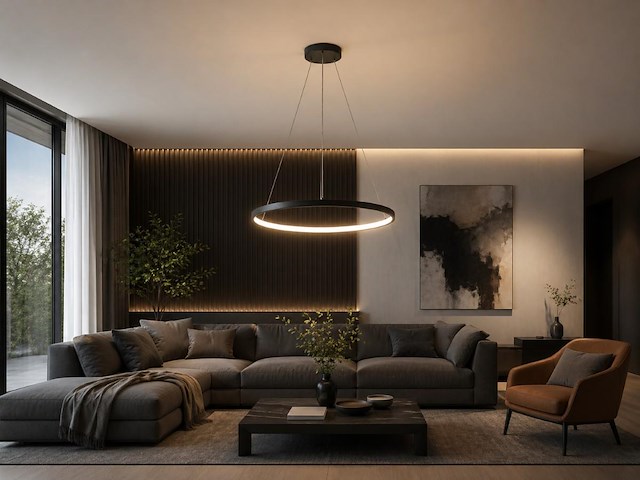 1 x orien design hanglamp zand zwart 60cm 28w led cct 3 kleur & 3 stappen dimmen - afbeelding 4 van  9