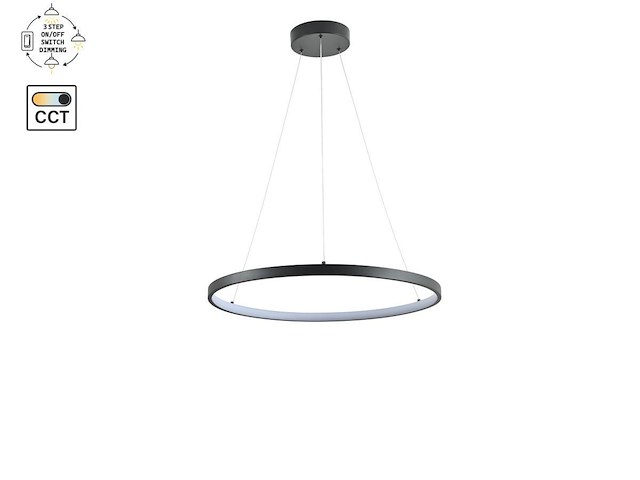 1 x orien design hanglamp zand zwart 60cm 28w led cct 3 kleur & 3 stappen dimmen - afbeelding 5 van  9
