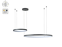 1 x orien design hanglamp zand zwart 80cm&40cm duo ring 50w led cct 3 kleur & 3 stappen dimmen - afbeelding 2 van  9