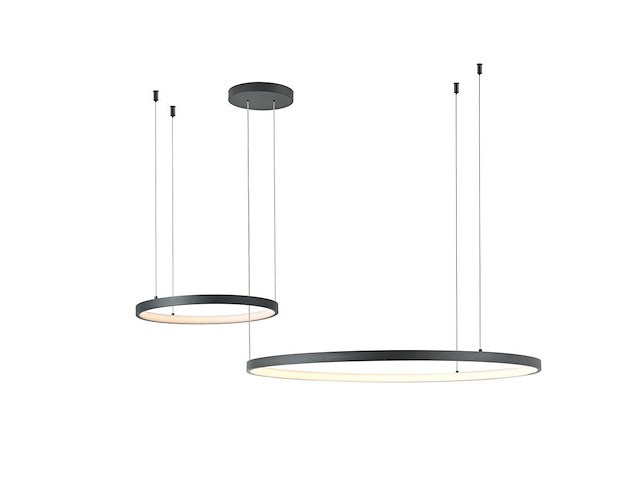 1 x orien design hanglamp zand zwart 80cm&40cm duo ring 50w led cct 3 kleur & 3 stappen dimmen - afbeelding 4 van  9