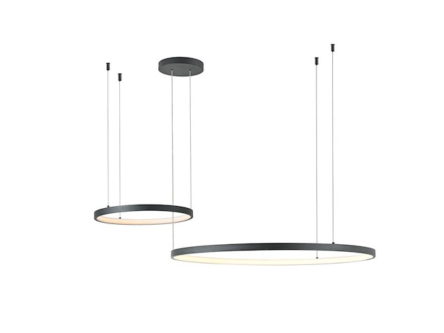 1 x orien design hanglamp zand zwart 80cm&40cm duo ring 50w led cct 3 kleur & 3 stappen dimmen - afbeelding 2 van  9