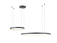 1 x orien design hanglamp zand zwart 80cm&40cm duo ring 50w led cct 3 kleur & 3 stappen dimmen