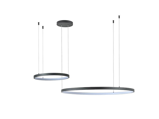 1 x orien design hanglamp zand zwart 80cm&40cm duo ring 50w led cct 3 kleur & 3 stappen dimmen - afbeelding 2 van  2