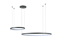 1 x orien design hanglamp zand zwart 80cm&40cm duo ring 50w led cct 3 kleur & 3 stappen dimmen - afbeelding 2 van  2