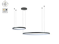1 x orien design hanglamp zand zwart 80cm&40cm duo ring 50w led cct 3 kleur & 3 stappen dimmen - afbeelding 2 van  9
