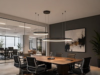 1 x orien design hanglamp zand zwart 80cm&40cm duo ring 50w led cct 3 kleur & 3 stappen dimmen - afbeelding 5 van  9