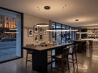 1 x orien design hanglamp zand zwart 80cm&40cm duo ring 50w led cct 3 kleur & 3 stappen dimmen - afbeelding 6 van  9