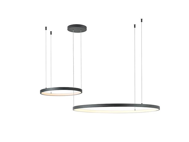 1 x orien design hanglamp zand zwart 80cm&40cm duo ring 50w led cct 3 kleur & 3 stappen dimmen - afbeelding 7 van  9