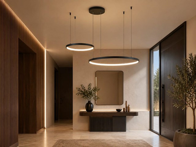 1 x orien design hanglamp zand zwart 80cm&40cm duo ring 50w led cct 3 kleur & 3 stappen dimmen - afbeelding 8 van  9