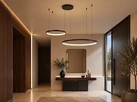 1 x orien design hanglamp zand zwart 80cm&40cm duo ring 50w led cct 3 kleur & 3 stappen dimmen - afbeelding 8 van  9