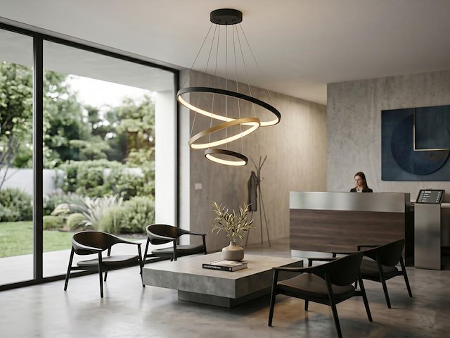 1 x orien design hanglamp zand zwart en goud 20cm&40cm&60cm trio ring 50w led cct 3 kleur & 3 stappen dimmen - afbeelding 5 van  7