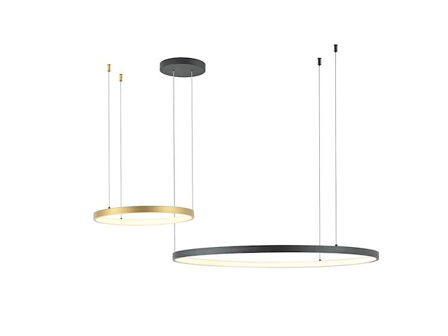1 x orien design hanglamp zand zwart en goud 80cm&40cm duo ring 50w led cct 3 kleur & 3 stappen dimmen - afbeelding 2 van  8