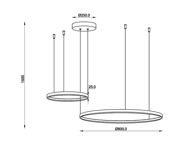 1 x orien design hanglamp zand zwart en goud 80cm&40cm duo ring 50w led cct 3 kleur & 3 stappen dimmen - afbeelding 3 van  8