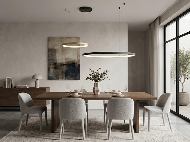 1 x orien design hanglamp zand zwart en goud 80cm&40cm duo ring 50w led cct 3 kleur & 3 stappen dimmen - afbeelding 4 van  8