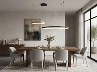 1 x orien design hanglamp zand zwart en goud 80cm&40cm duo ring 50w led cct 3 kleur & 3 stappen dimmen - afbeelding 4 van  8