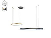 1 x orien design hanglamp zand zwart en goud 80cm&40cm duo ring 50w led cct 3 kleur & 3 stappen dimmen - afbeelding 5 van  8