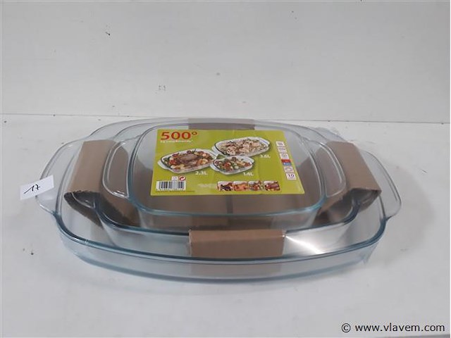 1 x ovenschotel glas ovaal 3 stuks - afbeelding 1 van  2