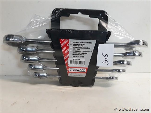 1 x ring-ratel steeksleutel 5 delig - afbeelding 2 van  2