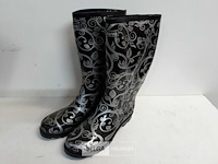 1 x rubberen laarzen 40 zwart bloemenprint chuva - afbeelding 2 van  3