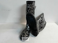1 x rubberen laarzen 40 zwart bloemenprint chuva - afbeelding 3 van  3