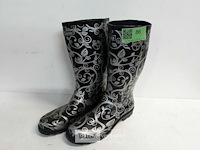1 x rubberen laarzen 41 zwart bloemenprint chuva - afbeelding 1 van  3
