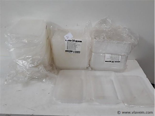 1 x saladebakje pvc 500 ml + deksel +/- 100 stuks - afbeelding 1 van  2