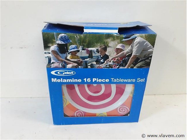 1 x servies set uit melamine 16 delig - afbeelding 1 van  2