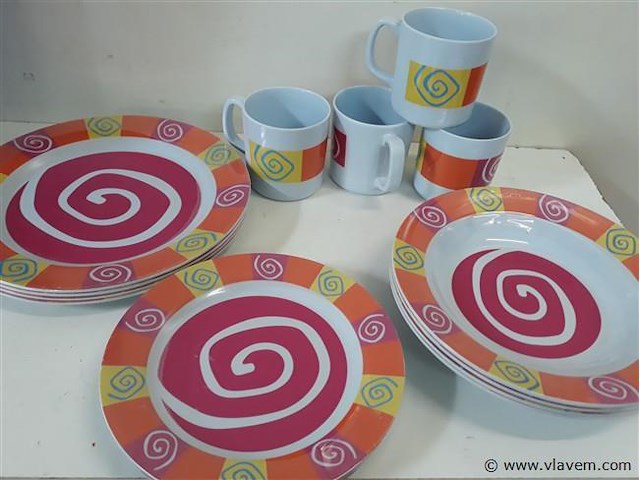 1 x servies set uit melamine 16 delig - afbeelding 2 van  2