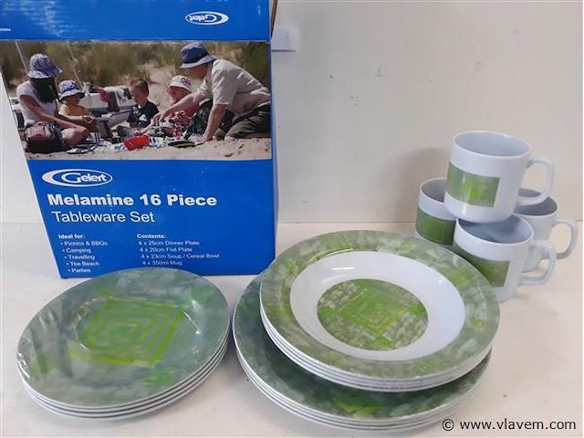 1 x servies set uit melamine 16 delig - afbeelding 2 van  2