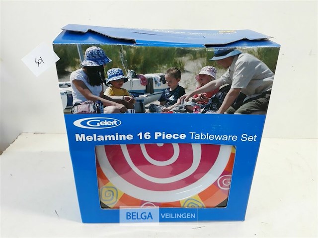 1 x servies set uit melamine 16 delig - afbeelding 1 van  3