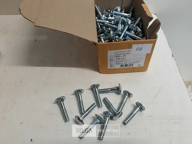 1 x slotbout / houtbout verzinkt m8x40 mm 100 stuks - afbeelding 1 van  3